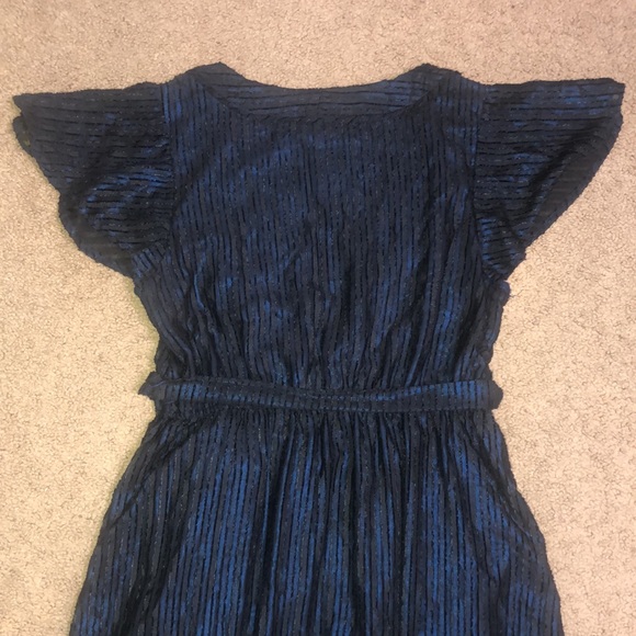 ModCloth Your Time to Shine Surplice Maxi Dress Flutter Sleeves Blue Black - Picture 9 of 10